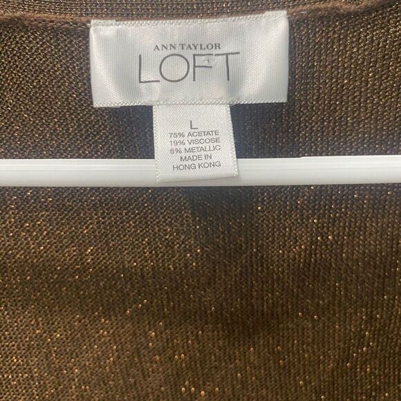 Loft Brown Shimmery Cropped Cardigan Size Large - Picture 6 of 6